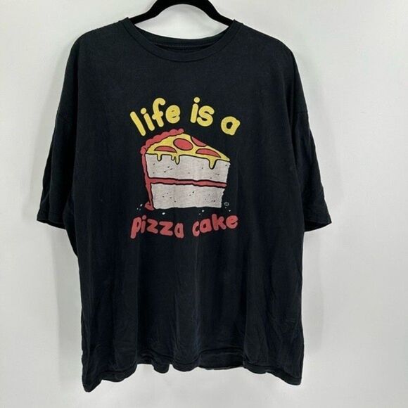 Hot Topic life is a pizza cake Black T-Shirt Size XXL - Picture 2 of 5